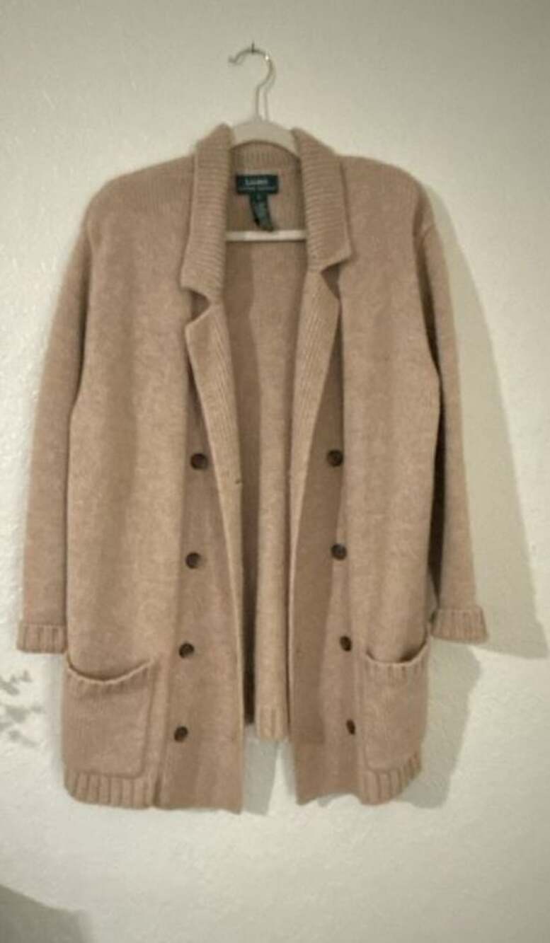 Lauren Ralph Lauren Cardigan Size S Camel Blend Blazer Sweater
